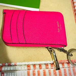 Kate Spade hot pink cardholder wallet/keychain